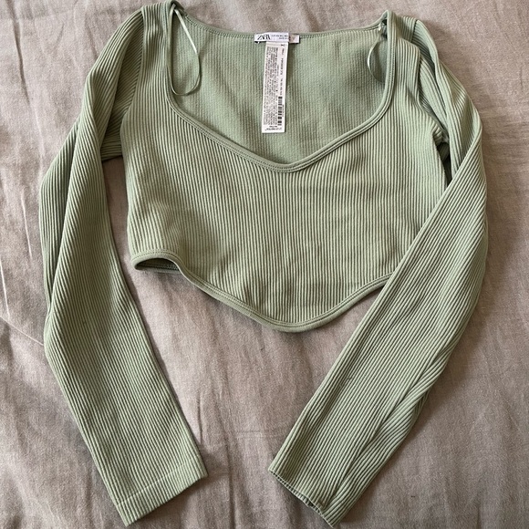 Zara Teal Long Sleeve Crop Top ✨ - Picture 5 of 6